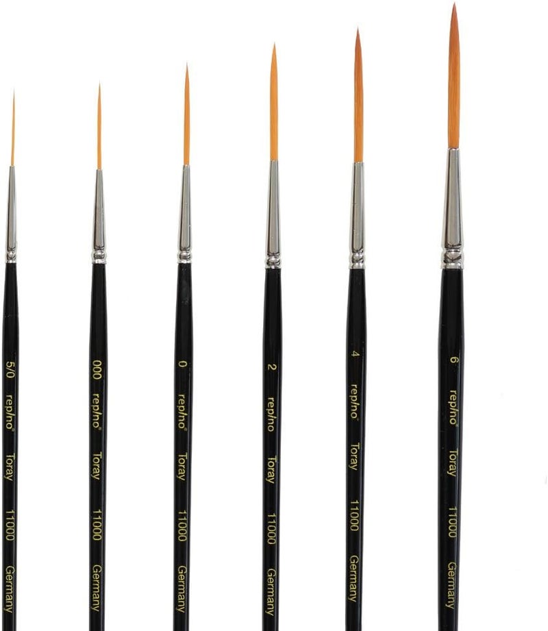 Script Liner Artist Brush Set - Pinstriping - Toray Synthetic - Size 5/0, 000, 0, 2, 4 and 6